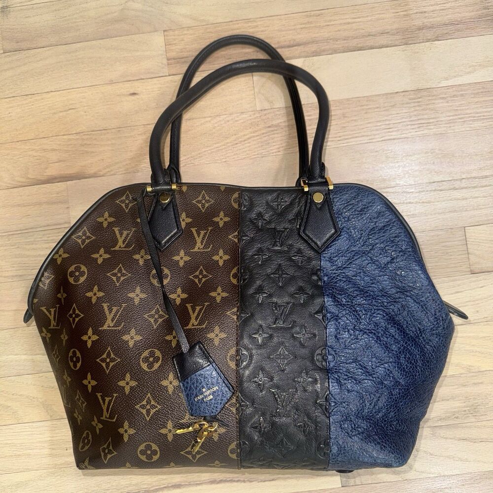 Louis Vuitton Marine Monogram Tri Color Leather Canvas Ltd Edition Blocks Tote - Picture 1 of 16